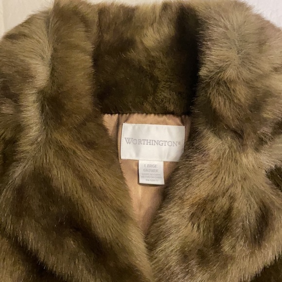 Worthington Brown Faux Fur Coat - Picture 4 of 10